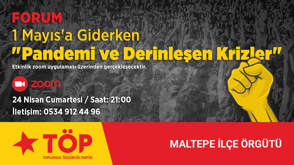 1 Mayıs'a giderken "Pandemi ve Derinleşen Krizler" üzerine konuşacağımız Zoom etkinliğimize davetlisiniz. 24 Nisan Cumartesi saat 21.00'de gerçekleşecek etkinliğimize katılmak için görseldeki numara ile iletişime geçebilirsiniz.