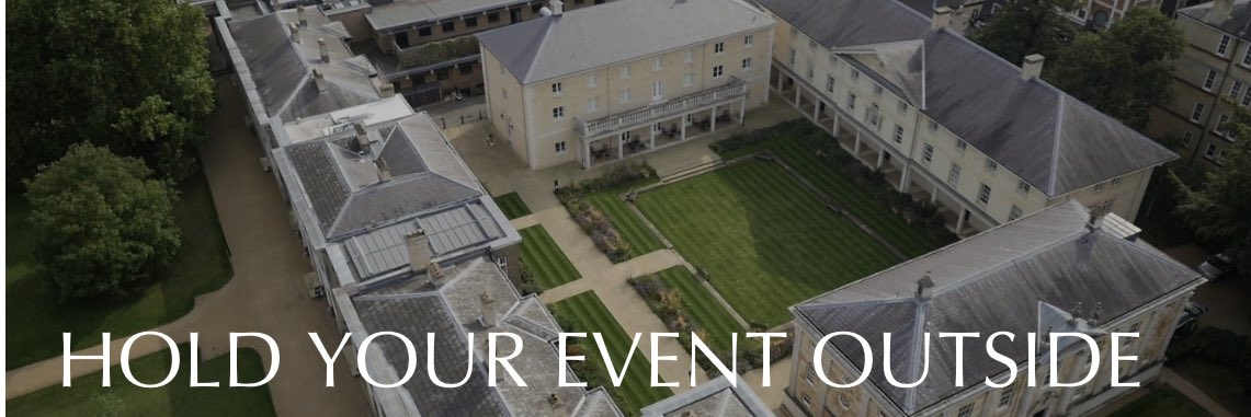 Set in 20 acres of lawns and trees, the neo-classical buildings &amp; surroundings of Downing College provide the perfect backdrop for a wide range of external events. Why not take advantage of the sunny weather and take your event outside! Contact us today conference@dow.cam.ac.uk
