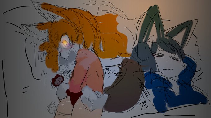 ゲームより面白いのを見つけて夜な夜な遊んでたのがオイナリサママにバレたキタキツネちゃんの感動情操教育漫画のラフです 