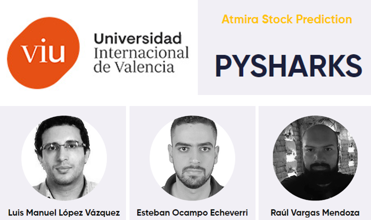 CajamarDataLab's tweet photo. Éstos son los finalistas del reto @atmira_oficial Stock Prediction de la #UniversityHack 2021: NSA_Data de @UAM_Madrid, PYSHARKS de @UniversidadVIU y MINERVA_TEAM de @unisevilla. Felicidades a los finalistas y muchas gracias a todos, cada año resulta más difícil la elección. https://t.co/M6mkj8tr3i