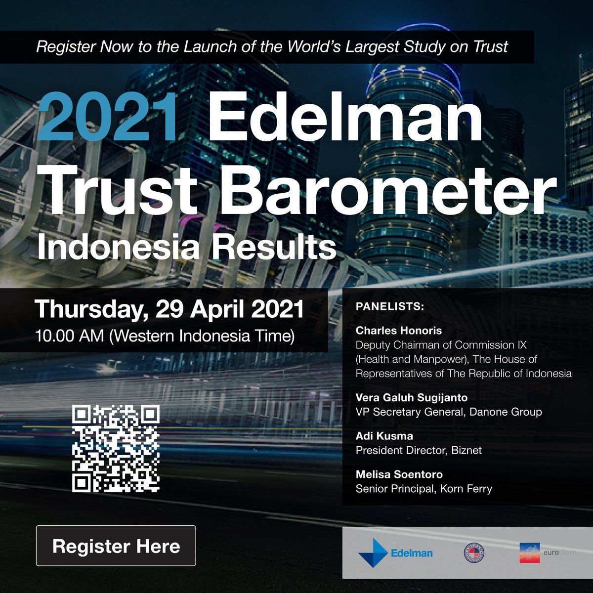 EdelmanID's tweet image. Join us in unveiling the Indonesia results of the 2021 Edelman Trust Barometer in a virtual launch together with the @AmChamIndonesia &amp;amp; @EuroCham_INDO. 

This year we will examine today's fundamental rebalancing of power amid the pandemic. 

Register at bit.ly/3sBHgrP
