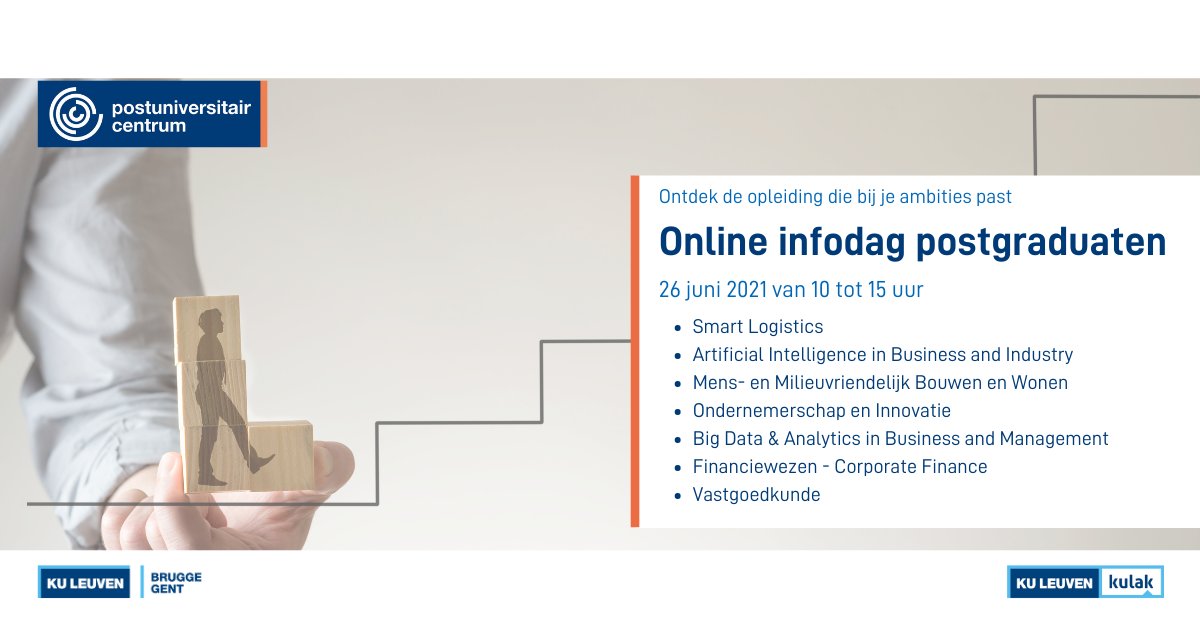 Levenslang leren is de sleutel tot groei in je job of organisatie en zelfontwikkeling. 
Van gevestigde waarden tot inspirerende nieuwkomers, ontdek deze postgraduaten op 26/6:
puc.kuleuven.be/nl/opleiding/y… 
#levenslangleren #lifelonglearning