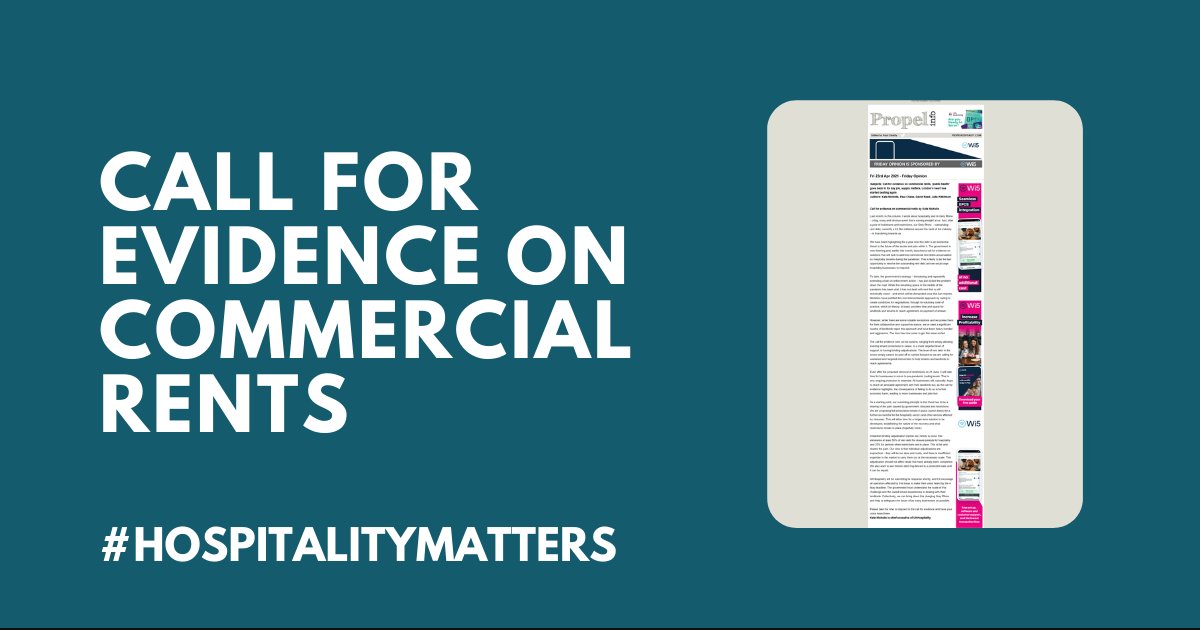 UKHofficial's tweet photo. In today's Propel Friday Opinion our CEO @UKHospKate  talks about the call for evidence on commercial rents. 
We will be submitting a response shortly, and encourage all operators affected by this issue to make their voice heard by the 4 May deadline. 
https://t.co/IEw2gPE3ZE https://t.co/ZsZyw5u3vp
