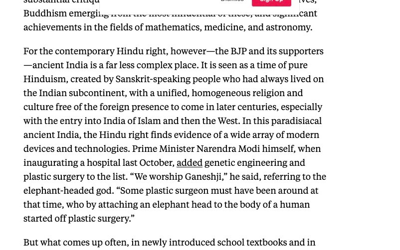 5./ Modi himself has claimed modern genetics were also invented by the ancient Indians. He even suggests that Ganesha, the elephant-headed god, proves India must have mastered complex plastic surgery thousands of years ago. Uh huh.