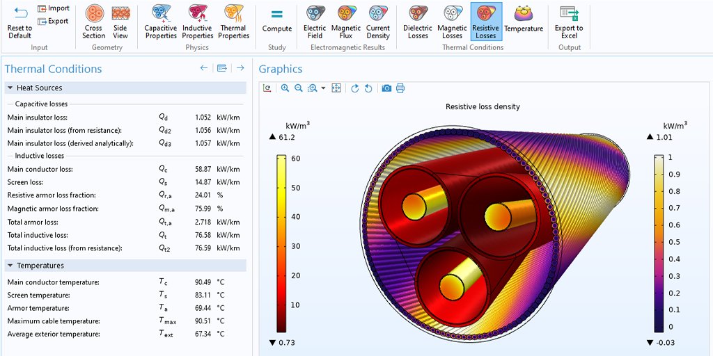 COMSOL_Inc's tweet image. #SimulationApps help make advanced cable modeling accessible to anyone, anywhere. See an example here ➡️  buff.ly/3fPjaHr #electromagnetics