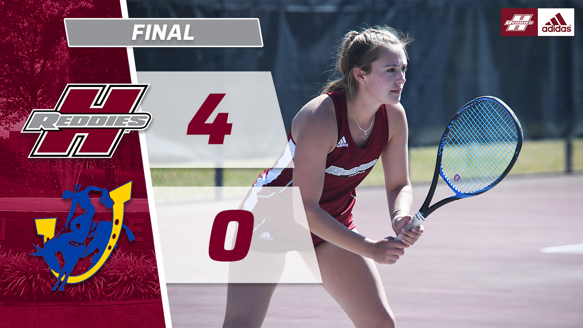 HSU_Tennis's tweet photo. Round 1: ✔️

The Reddies get their first GAC Tournament win since 2017 and only the second tournament victory in program history!

Next up: Semifinals vs. Harding

#NoMereBeast https://t.co/0AMwH1Bpy8