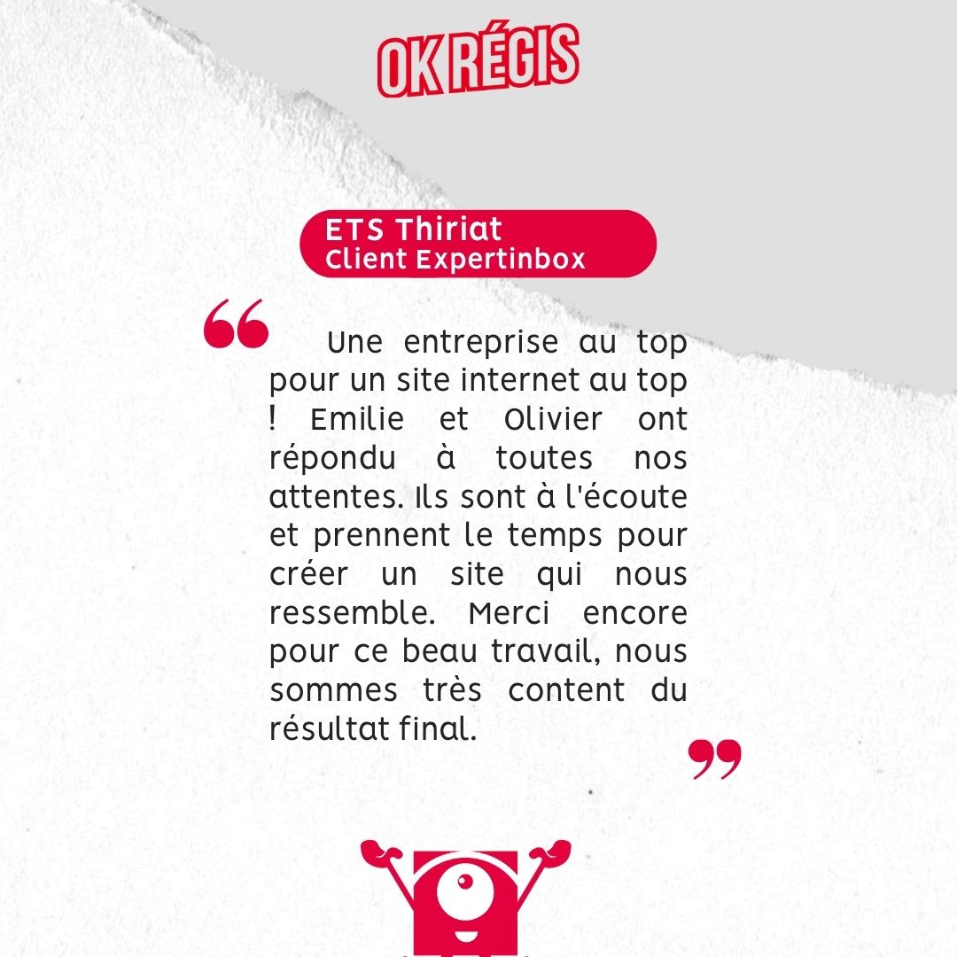 Merci à ETS Thiriat pour leur confiance et ce témoignage ! 🙌

Et vous alors ?
Vous avez besoin d'aide pour le développement digital de votre entreprise et vous ne savez pas comment faire ? 🤔

Contactez-nous ! 👍
📞 06 28 19 51 88

#expertinbox #lesboitesquicartonnent