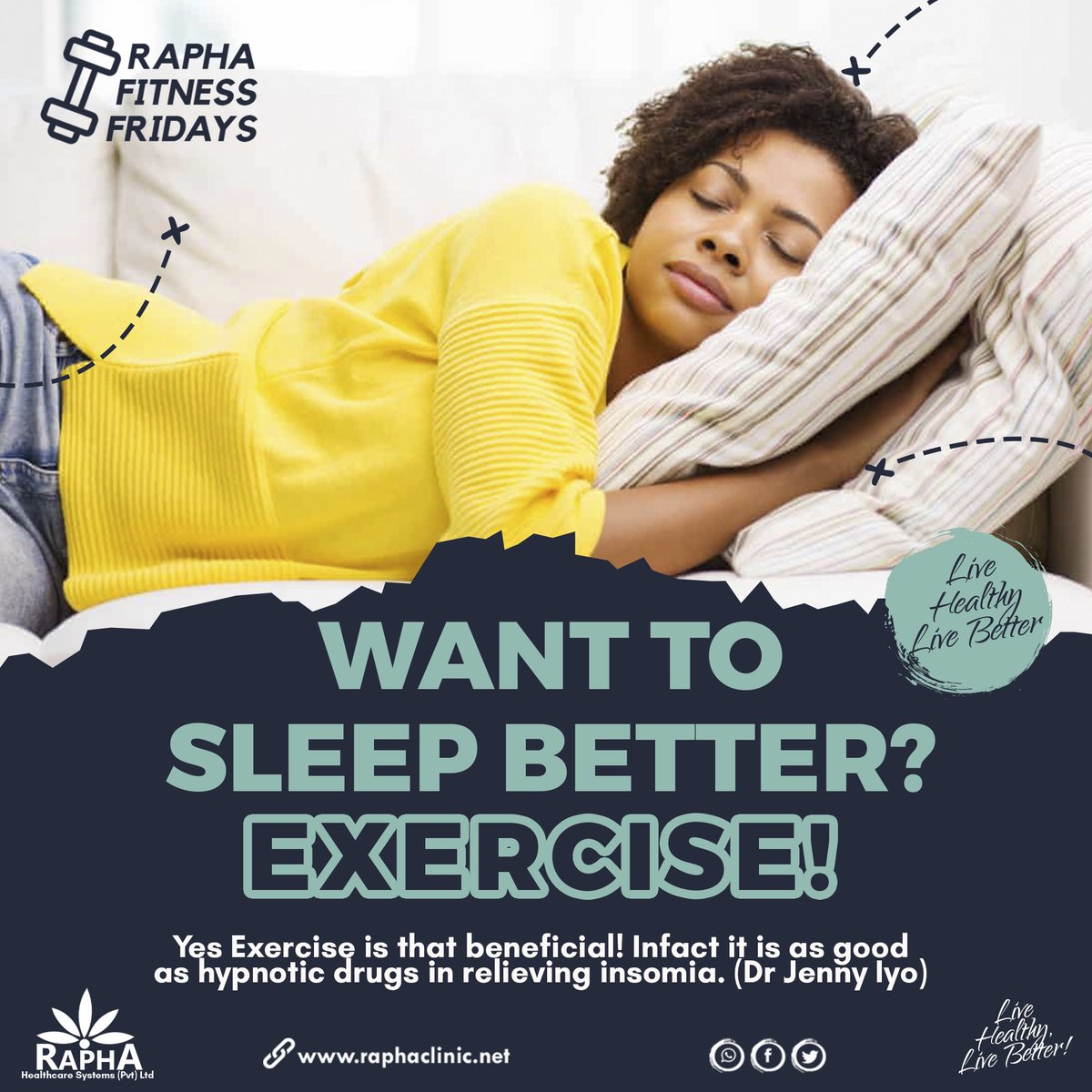 Friday: Exercise has massive benefits. Here is one that you will get with immediate effect! #FitnessFriday #friyay #FridayFeeling #FridayMotivation #FitnessMotivation #Goals #BodyGoals #Exercise #Sleep #RaphaCares