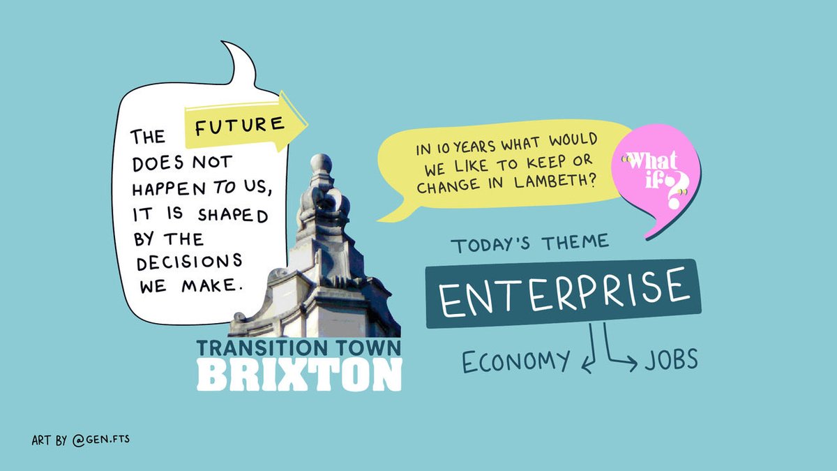 The future does not happen to us, it is shaped by the decisions we make. At our first  #WhatIfLambeth visioning workshop, which focused on the theme of enterprise, we asked for some ideas about what a green, fair, delicious, and  #NetZero Lambeth could and would look like in 2030  https://twitter.com/ttbrixton/status/1382268565991137288