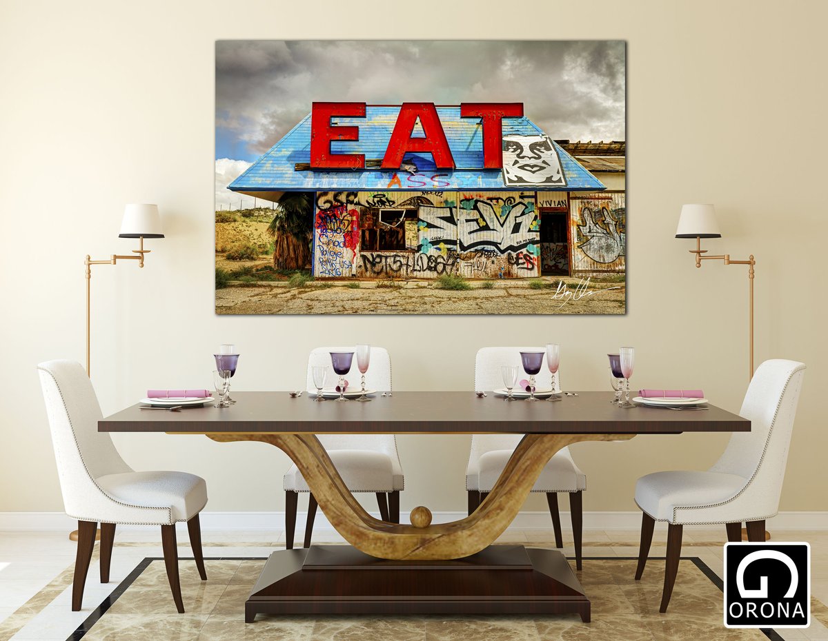 EAT ASS. Hey I didn't create that graffiti! Don't shoot the messenger! Limited Edition here: savageterritory.com/limited-editio… #orona #garyoronaphoto #restaurantart #foodart