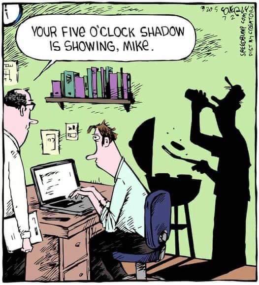 your 5 o'clock shadow is .....................