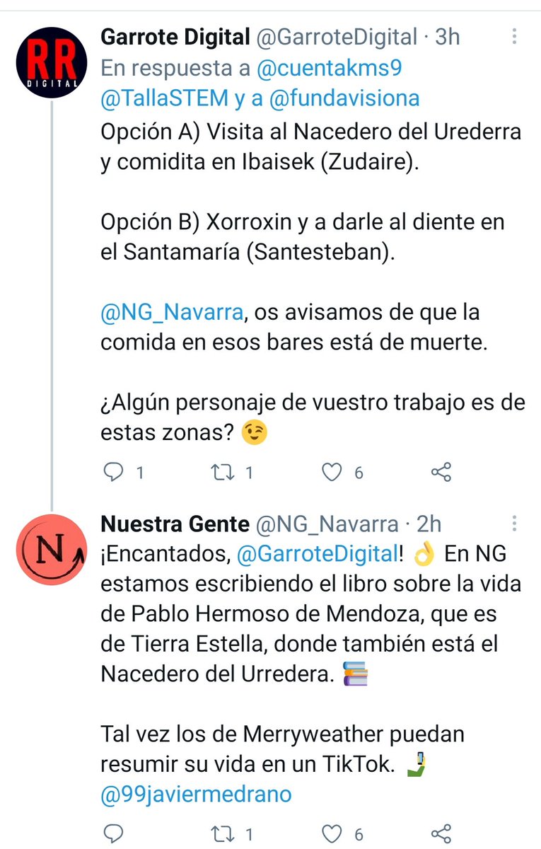 gorkamorenoarra's tweet photo. Fantástico hilo tejido entre los #TFG de @fcomunav, donde cada grupo enriquece a los demás dentro de sus respectivos campos informativos. ¡Gran idea, @fundavisiona @TallaSTEM @cuentakms9 @GarroteDigital @NG_Navarra! Espero no haberme dejado ninguna respuesta. 👏👏👏 https://t.co/9b4hAoDrhZ