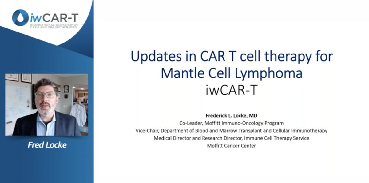 VJHemOnc's tweet photo. Frederick Locke (@MoffittNews) takes us through the use of CAR T-cell therapy for patients with #MantleCellLymphoma at #iwCART21
@VJHemOnc #CARTcell #Immunotherapy #tcellrx #HemOnc #Lymsm #MCL #Lymphoma #NonHodgkinLymphoma https://t.co/Zefe62vRmj