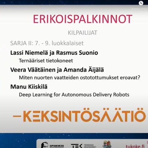 lykyhteiskoulu's tweet photo. Voitto kotiin TuKoKe:ssa!
🏆🏆🏆
Lykkiläiset menestyivät upeasti kansallisessa Tutki-Kokeile-Kehitä - tiedekilpailussa!
🎉Onnea hienosta menestyksestä! Rasmus, Lassi, Vilma ja Sini! 🎉
#Lykkiscience #TuKoKe https://t.co/8Ea2djdnzL