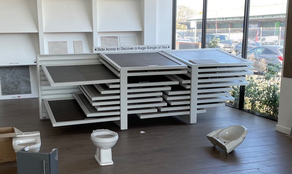 JSBowsher's tweet photo. Any tile / bathroom showrooms looking for additional display stands 

Dismantle &amp; Collect from #cardiff 

Dm me and I can give you clients details 

#tiles #showroom #warehouse #distributor #stockist #bathroom https://t.co/d33VJQXmd5