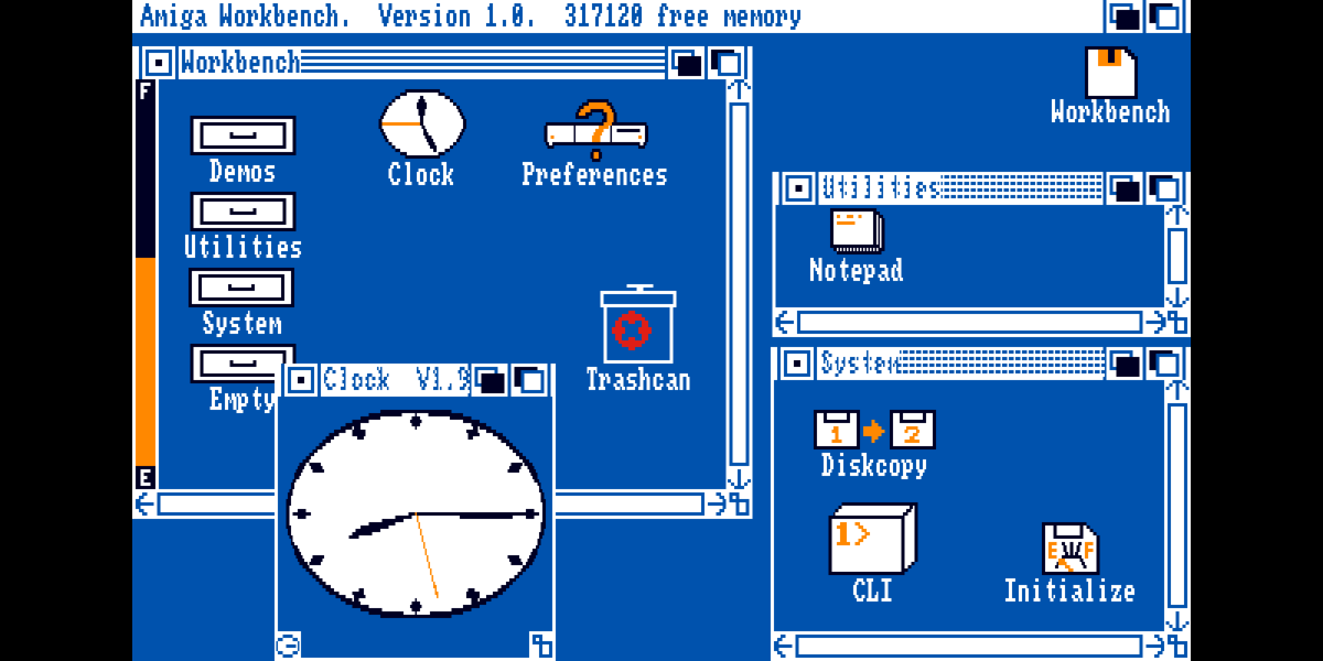 Amiga Workbench 1.0, released in 1985Workbench is the graphical file manager of AmigaOS developed by Commodore International for their Amiga line of computers. Workbench provides the user with a graphical interface to work with file systems and launch applications.