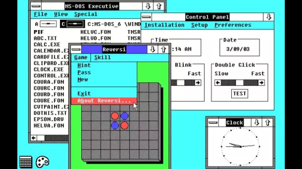 Windows 2.0, released in 1987In this version, the actual management of the windows had significantly improved. The windows could be overlapped, resized, maximized and minimized.