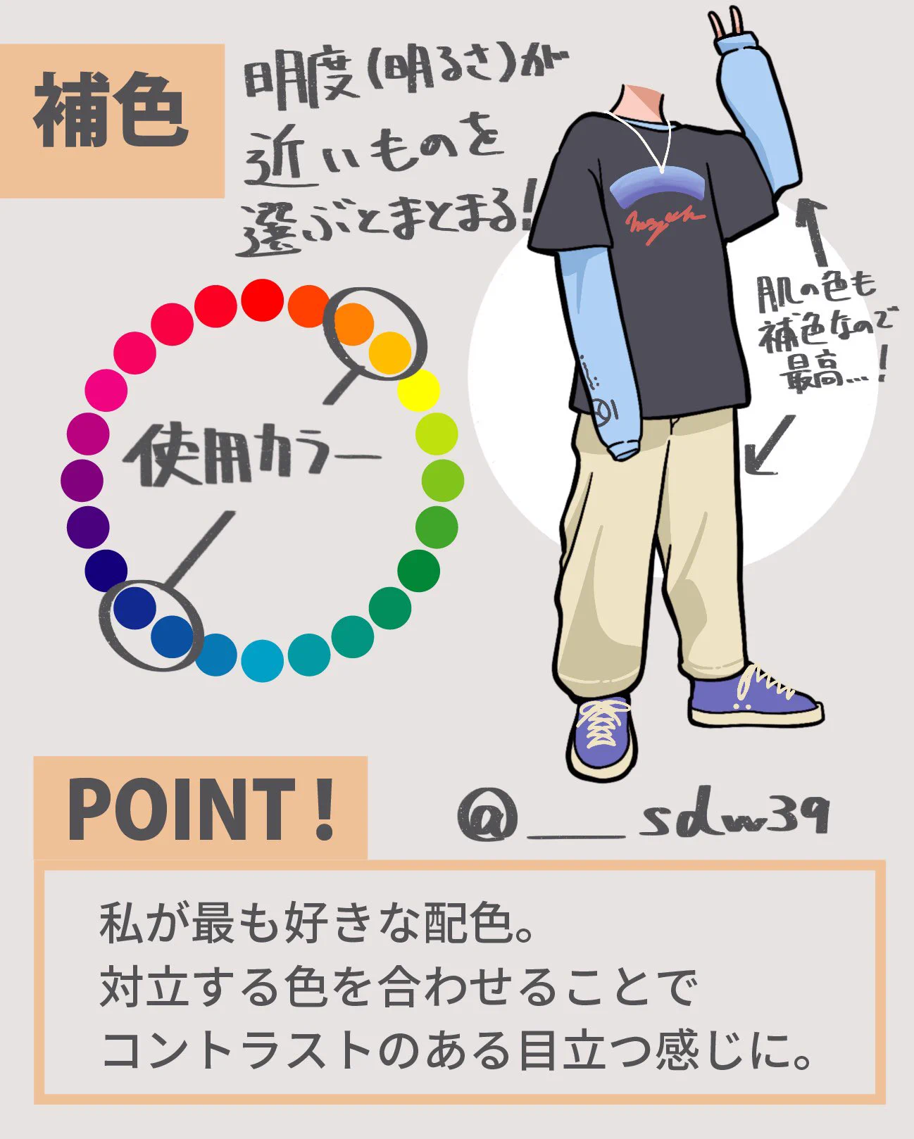 普段のファッションに使える？イラストレーターが伝授する色の合わせ方！