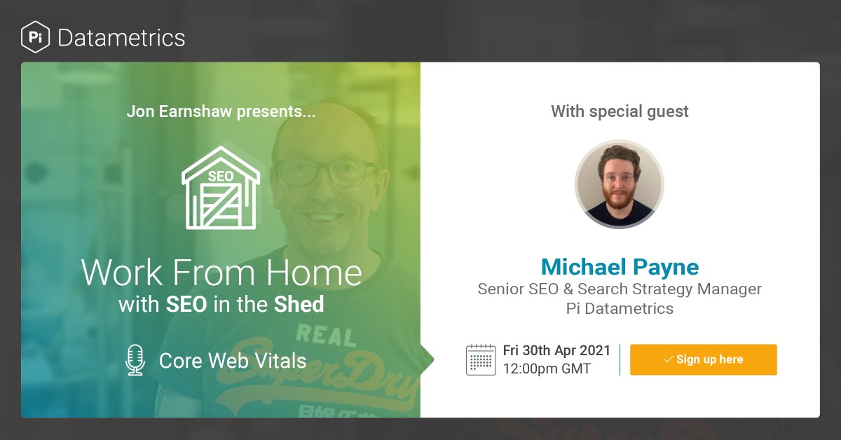 📣 SEO in the Shed Webinar 📣

Join our CTO @JonEarnshaw and Senior SEO Manager Michael Payne, on Friday 30th April at 12pm, to discuss what we can predict with the Google rollout, and how best to prepare for it.

Sign up to attend: pi-datametrics.com/resources/core…

#seo #coreupdate