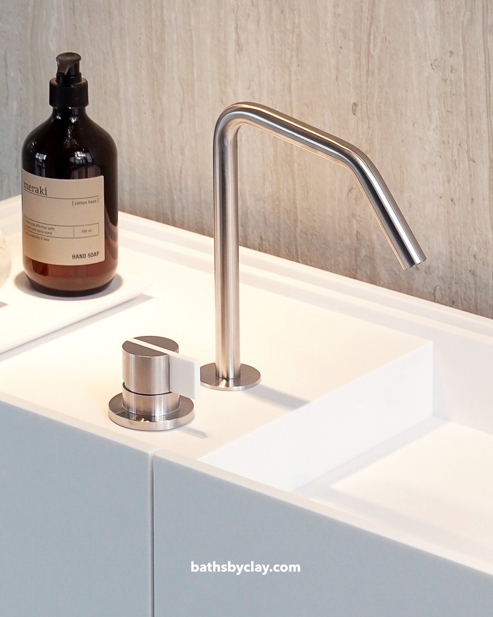 bathsbyclay's tweet photo. New INSERT #faucet collection in AISI 316L stainless steel. Available in stainless steel, copper, gold or gunmetal black. Match the lever with the faucet or choose #HIMACS #solidsurface white/black for a perfect match with our basins. #taps #bathroom #bathroomdesign #architecture https://t.co/A36OeVUkpW