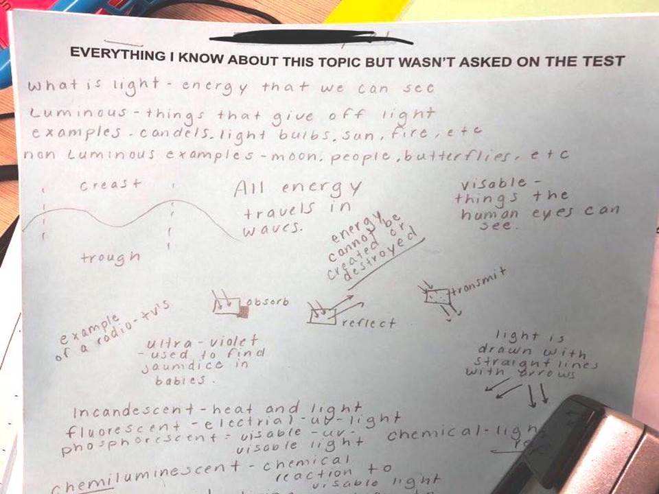Asael Ruvalcaba (Mr. R) (@asael_ruvalcaba) on Twitter photo Great idea! <a href="/teacher2teacher/">Teacher2Teacher</a>
"Everything I know about this topic but wasn't asked on the test." Great idea! <a href="/teacher2teacher/">Teacher2Teacher</a>
"Everything I know about this topic but wasn't asked on the test."