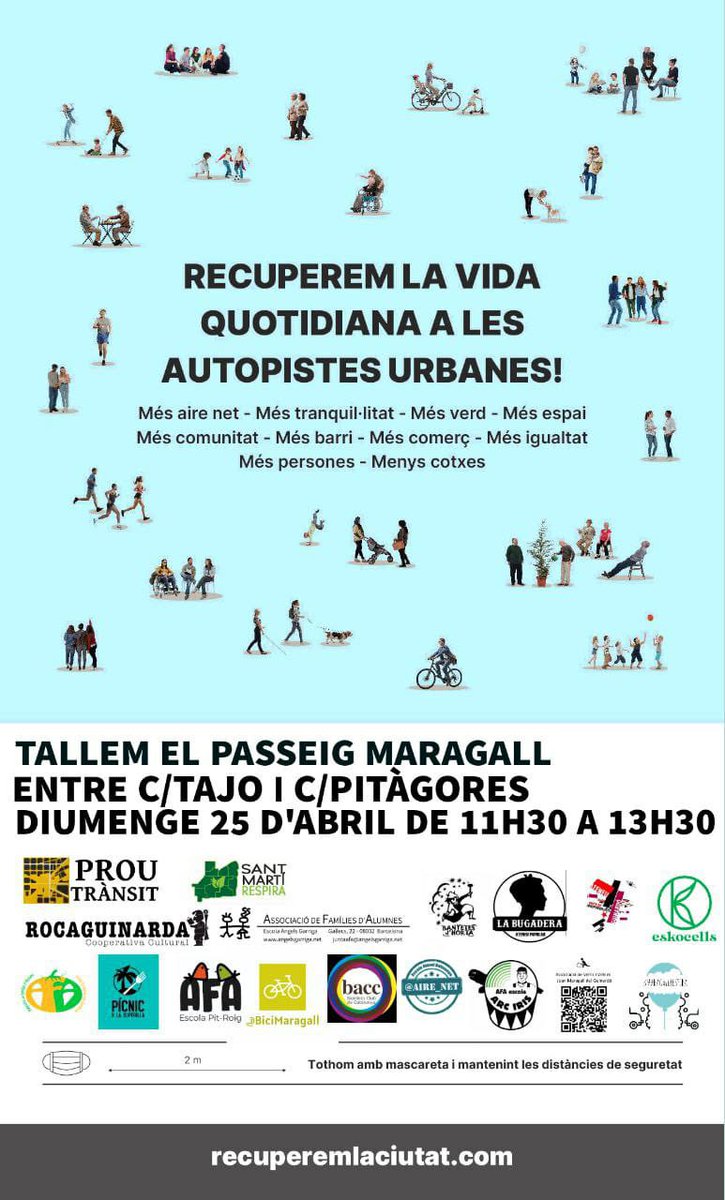 Bon dia, avui tornem a tallar el carrer a la #RevoltaEscolar d’<a href="/eixrespira/">Eixample Respira</a>! 

També us compartim el tall del Passeig Maragall de <a href="/BiciMaragall/">BiciMaragall</a> per aquest diumenge.