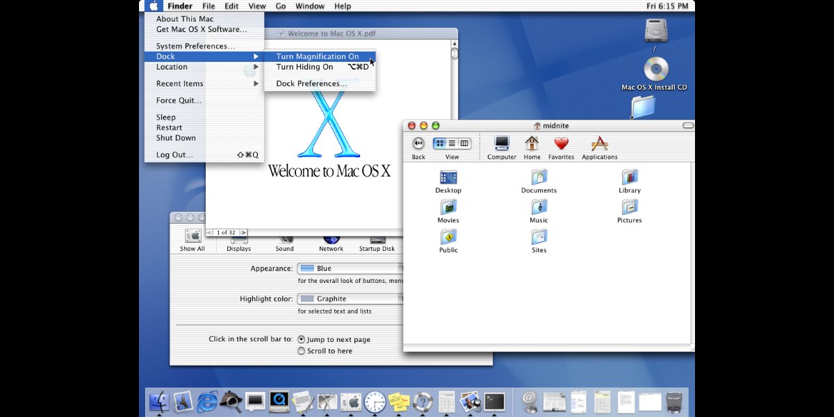 Mac OS X, 2001In early 2000 Apple announced their new Aqua interface and in 2001 the company released it with their brand new operating system called Mac OS X.