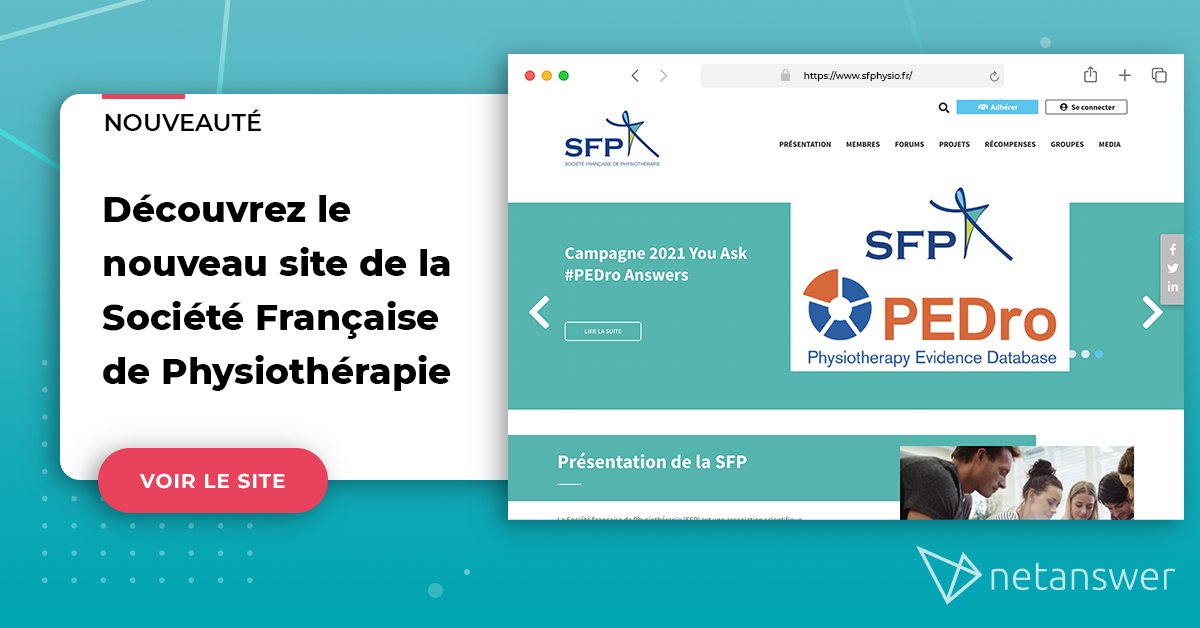 [NOUVEAUTÉ  📣]

Découvrez le nouveau site de la Société Française de Physiothérapie  sfphysio.fr

Merci d'avoir fait confiance à Netanswer !

#networking #alumni #reseau #communaute #NetAnswer