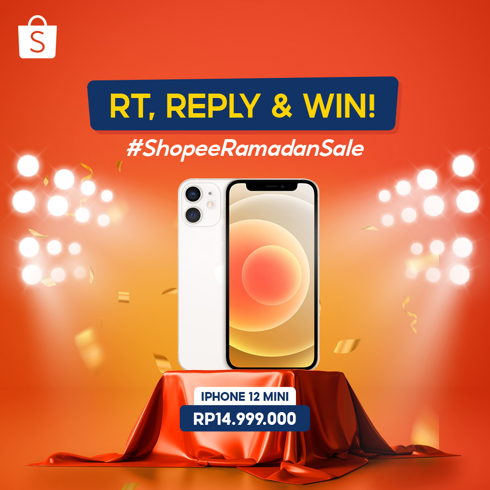 🎁 GIVEAWAY IPHONE 12 MINI 🎁 

Mimin punya IPHONE 12 MINI senilai 15JT! Ini cara ikutannya:

1. FOLLOW @SHOPEEID
2. RT &amp; LIKE tweet ini
3. REPLY 'Shopee #ShopeeRamadanSale #SelaluBelanjadiShopee #THRDariShopee' SEBANYAK-BANYAKNYA

Pemenang dipilih acak &amp; diumumkan 29 April 2021.
