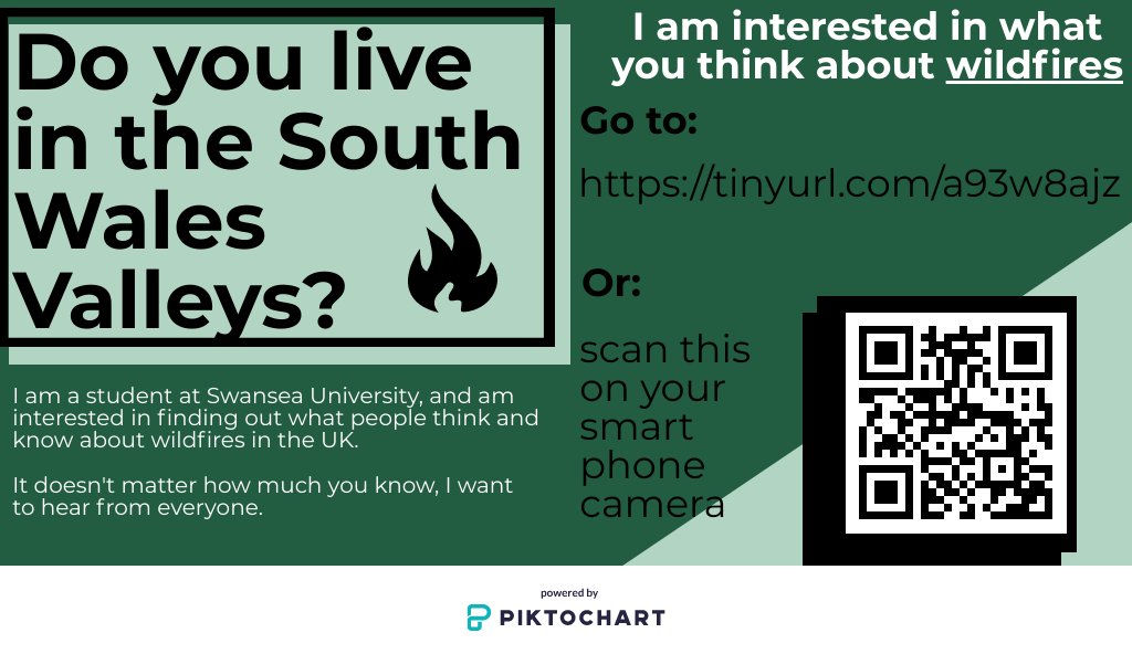 rosiewatts_geog's tweet image. Calling all South Wales Valleys contacts... 🔥📢
I need your opinions and thoughts for a quick survey about wildfires. You don't need to know anything about wildfires to take part! 

Please share!!! I appreciate each one. 

Link to survey:
tinyurl.com/a93w8ajz