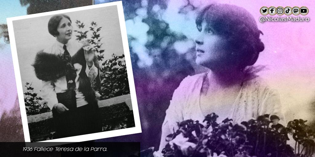 Conmemoramos 85 años de la partida física de Teresa de la Parra, ícono de las letras latinoamericanas. Escritora que abrió con su pluma el camino de la lucha por la igualdad y los derechos de la mujer venezolana. Nuestra Revolución exalta su legado.