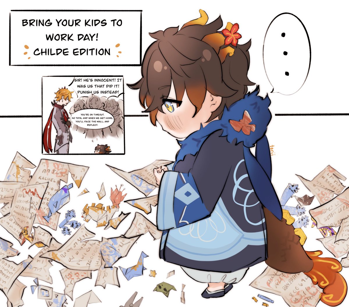 ?[Bring your kids to work day!]
The result? Baby tartali managed to get some debt papers and drew on them and made origami.
By the end of the day, some people were debt free by tartali baby, but in exchange, got in trouble by his dad.?️
#tartali #tartalibaby 