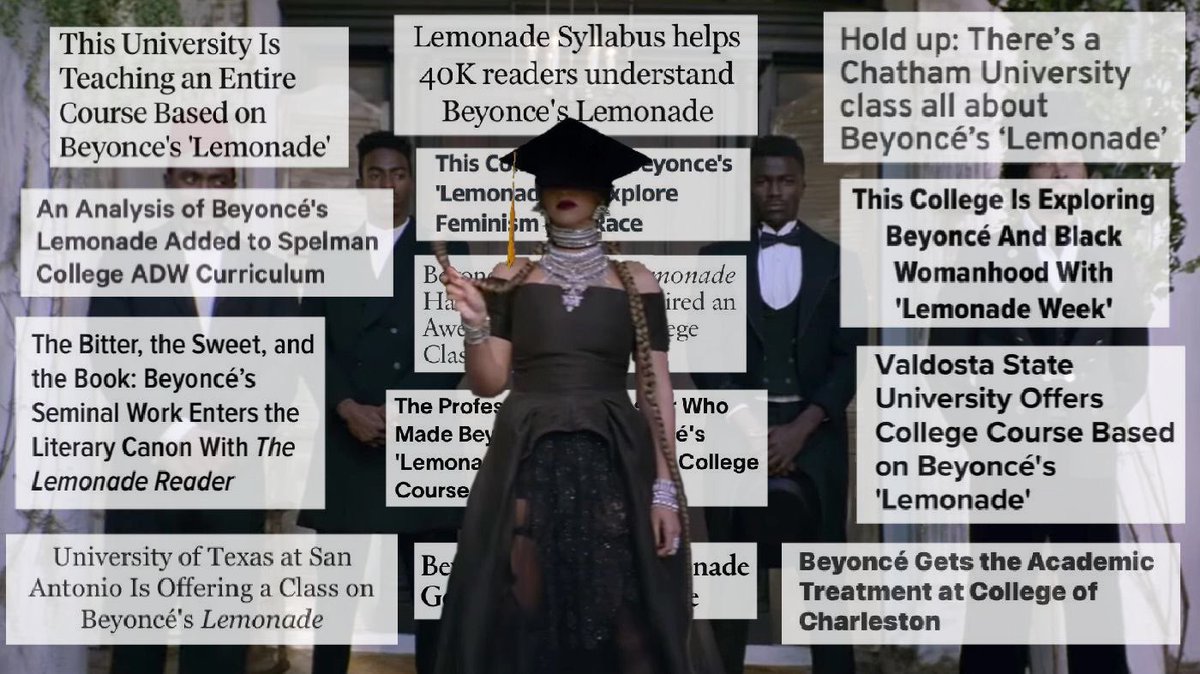 Lemonade isn't just seen as an album but as a cultural artefact worthy of academic analysis. It has spawned HUNDREDS of academic papers and has been studied in over a dozen universities worldwide, touching on topics such as black feminism & cultural identity  #5YearsofLEMONADE