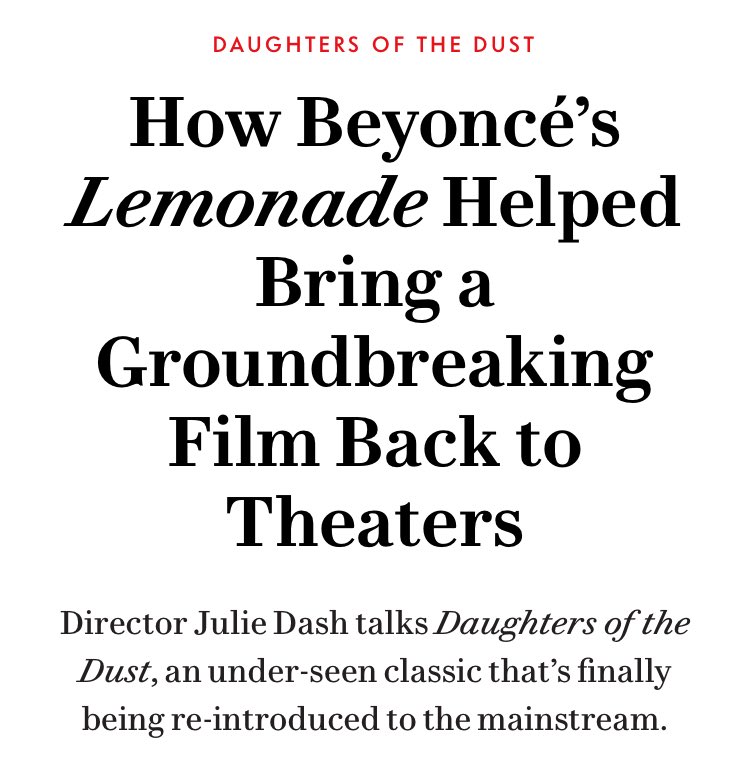 Daughters of the Dust, a film that Beyoncé paid homage to in Lemonade, was brought back to theatres after the album was releasedMTV brought back the Breakthrough Long Form Video category at the VMAs after 25 years because of Lemonade