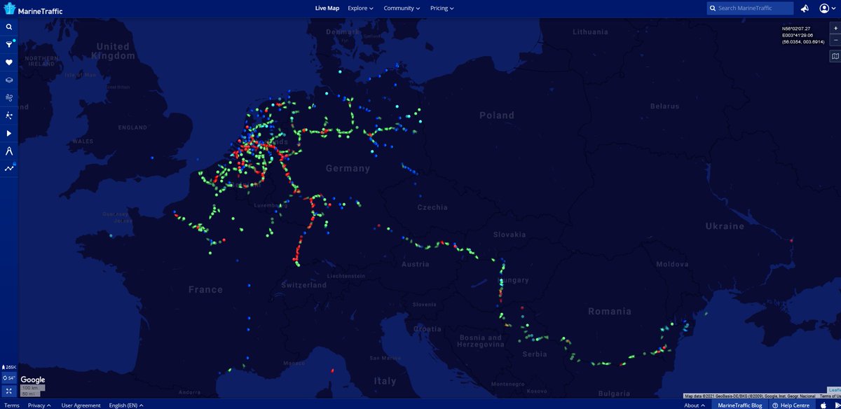 Covering Europe’s key inland waterwaysDid you know MarineTraffic also covers the European Union’s inland waterways, which span over 37,000km, crossing through 20 member states and connecting hundreds of cities.