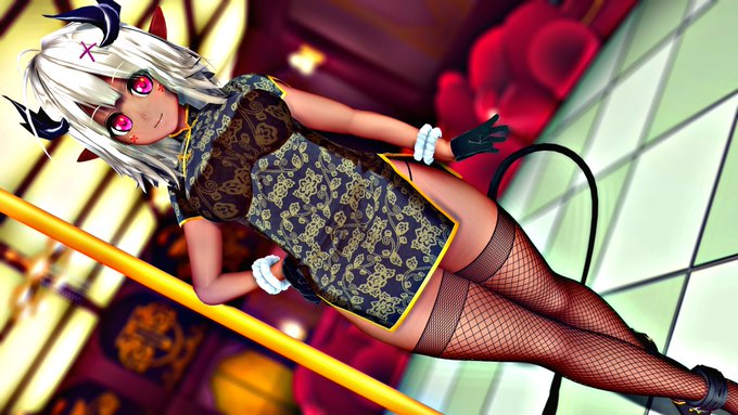 アカーシャちゃんにいろんなチャイナドレスを着てもらったよ…かわいいね… #COM3D2 