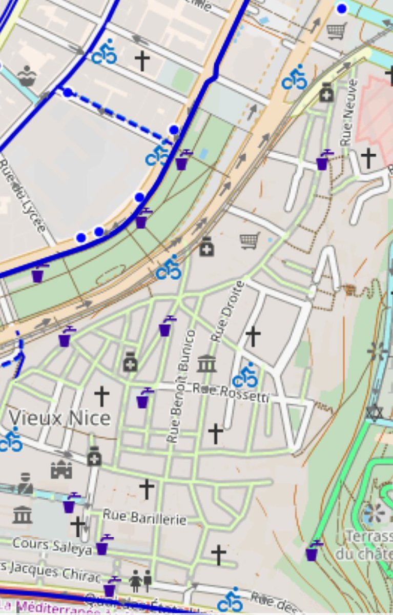 BugBilly's tweet image. @VilledeNice @RichardChemla pourquoi si peut de #StationnementVélo dans le #VieuxNice et a sa proximité?

(Stationnement vélos symbolisés par des points bleu sur #CyclOSM :
httpss://www.cyclosm.org/#map=18/43.69840/7.27749/cyclosm-cyclosmlite )