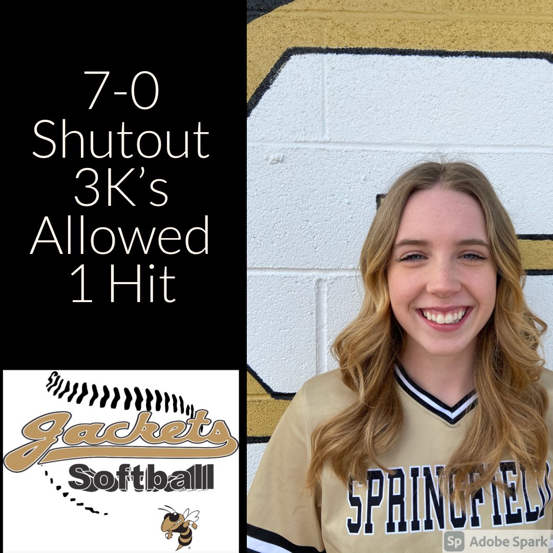 SpringfieldSof1's tweet photo. #sptbrand #springfieldsoftball #18            Katy Fisher great night on the mound for JV 7-0 shutout 3k’s allowing 1 Hit https://t.co/lnQf2sVcqB