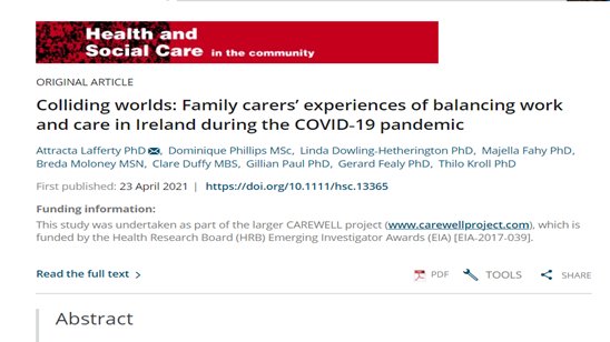 Attracta Lafferty (@attractalaffert) on Twitter photo Delighted to see this research by the #CAREWELL_Project on Family carers' experiences of balancing work & care during the COVID-19 pandemic' available online at onlinelibrary.wiley.com/doi/10.1111/hs… @lindadowlingh <a href="/hrbireland/">HealthResearchBoard</a> <a href="/CarersIreland/">Family Carers Ireland</a> <a href="/CareAllianceIrl/">Care Alliance Ireland</a> <a href="/Dominique_Phill/">Dominique Phillips</a> <a href="/ucdsnmhs/">UCD School of Nursing, Midwifery & Health Systems</a> <a href="/UCD_EDI/">UCD Equality Diversity & Inclusion</a> Delighted to see this research by the #CAREWELL_Project on Family carers' experiences of balancing work & care during the COVID-19 pandemic' available online at onlinelibrary.wiley.com/doi/10.1111/hs… @lindadowlingh <a href="/hrbireland/">HealthResearchBoard</a> <a href="/CarersIreland/">Family Carers Ireland</a> <a href="/CareAllianceIrl/">Care Alliance Ireland</a> <a href="/Dominique_Phill/">Dominique Phillips</a> <a href="/ucdsnmhs/">UCD School of Nursing, Midwifery & Health Systems</a> <a href="/UCD_EDI/">UCD Equality Diversity & Inclusion</a>