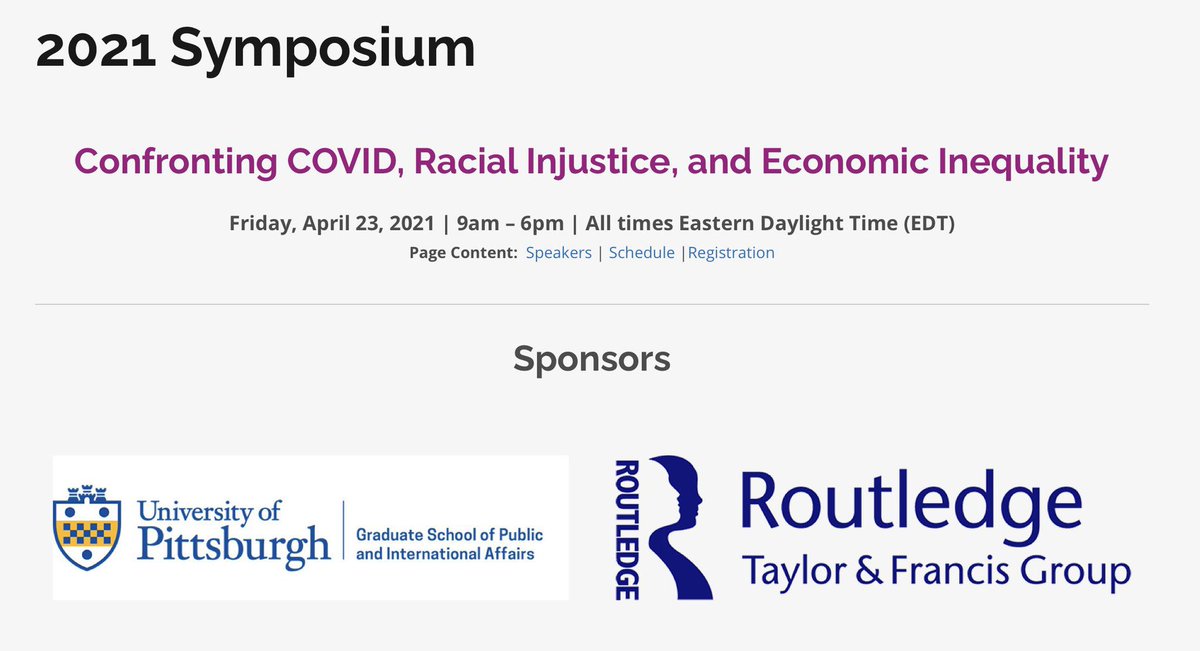 Pitt_SPIA's tweet image. We're proud to be a sponsor of today's 2021 @UAAnews Symposium — "Confronting #COVID19, #RacialInjustice, and #EconomicInequality," which will address issues that urban communities face nationally and globally. #GSPIA #StartingNow