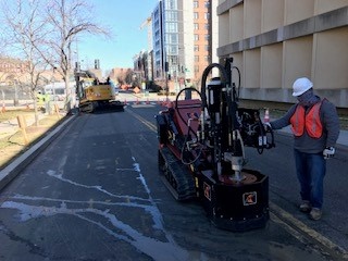 We are you’re One Dealer. One Solution company! Our Ditch Witch SK1550 running the Utilicor – MTC100 coring attachment. The Utilicor coring units are designed to cut through asphalt and concrete while the Ditch Witch SK lineup allows one to access those hard to reach places.