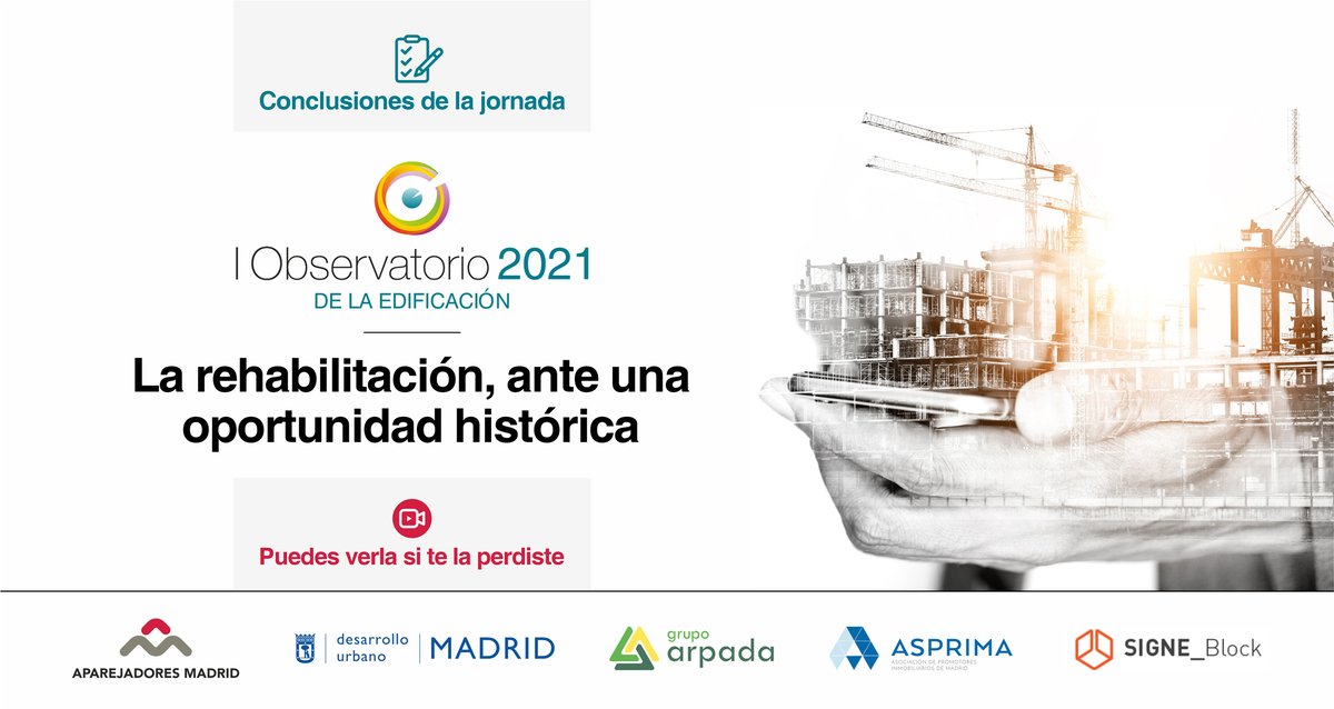 La colaboración público-privada para la ejecución de los planes de #rehabilitación, el #futuro inmediato del sector, la incidencia de la pandemia y la digitalización de las actividades constructivas; ejes del I #ObservatorioEdificación.

Saber más.. 👉 ow.ly/v8kd50EvTMI