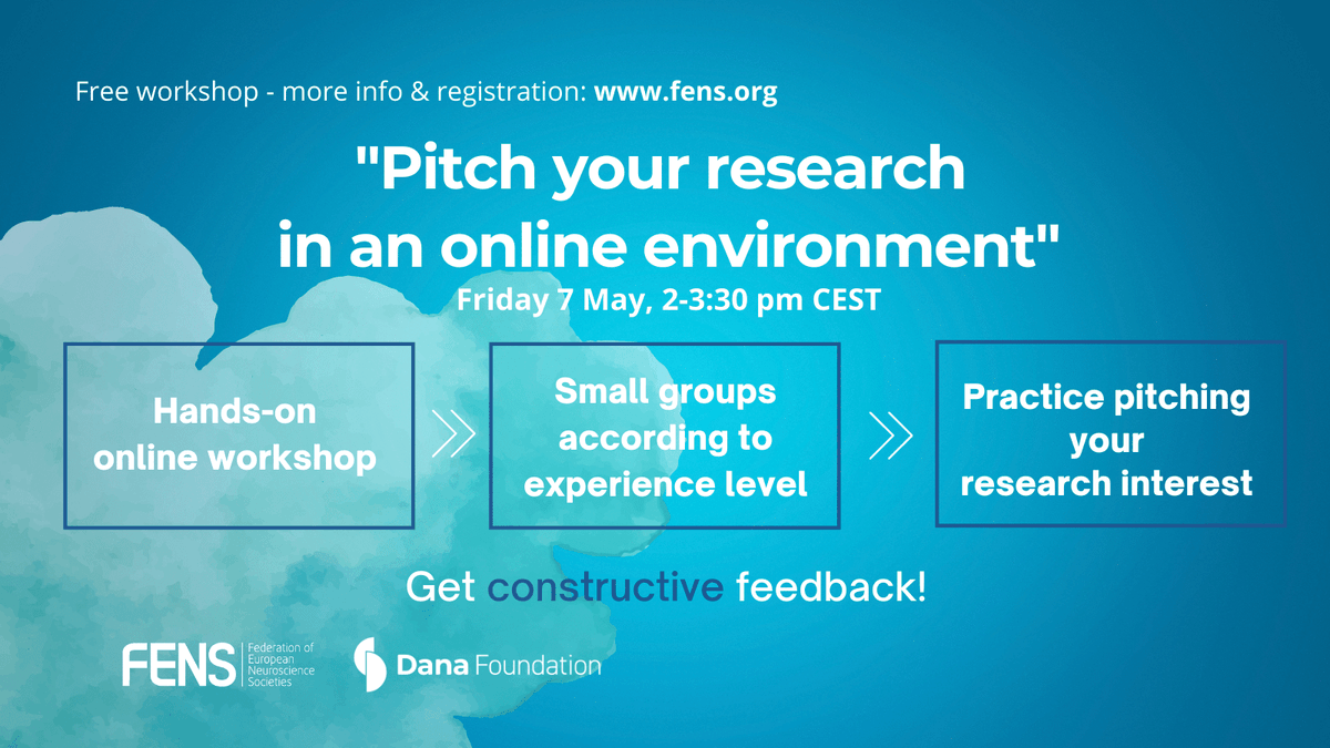 "Pitch your research in an online environment": only a few places left!

Early-career researchers, this workshop will equip you with great tools to present clearly what your research area of interest is about!

Info &amp; registration: loom.ly/3HcfFIo
#neuroscience #scicomm