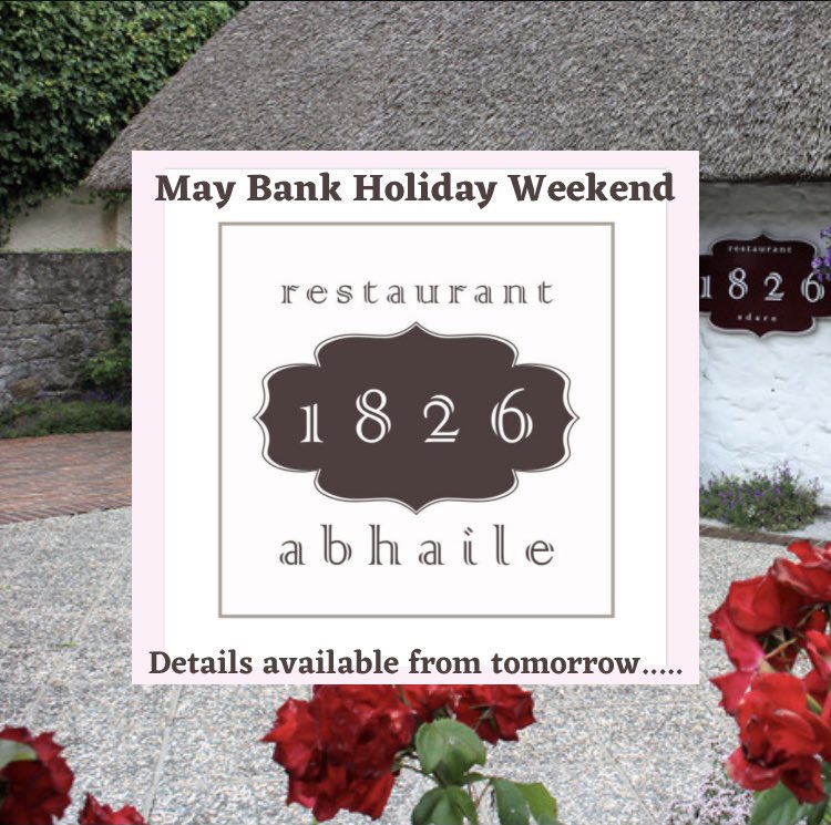 Our bank holiday weekend 1826 abhaile menu will be available to view from tomorrow (Saturday) 
#adare #westlimerickfood #limerickfood #1826abhaile #RiverfestLimerick #localcolaboration #maybankholiday #takeawaybox #mealbox