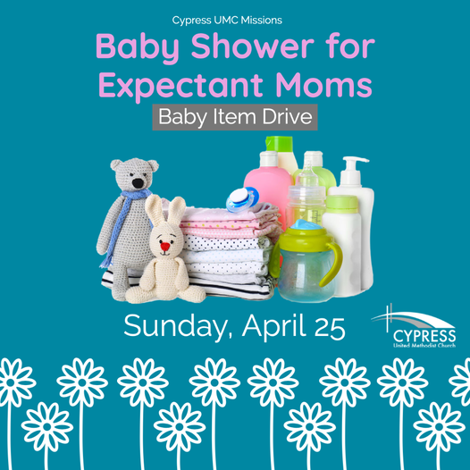 We are throwing a baby shower drive for expectant moms in need. Supplies will be collected on Sunday, April 25 to be delivered to Legacy Community Health for their clients. Click here for a list of needed items: cypressunited.org/event/baby-sho…