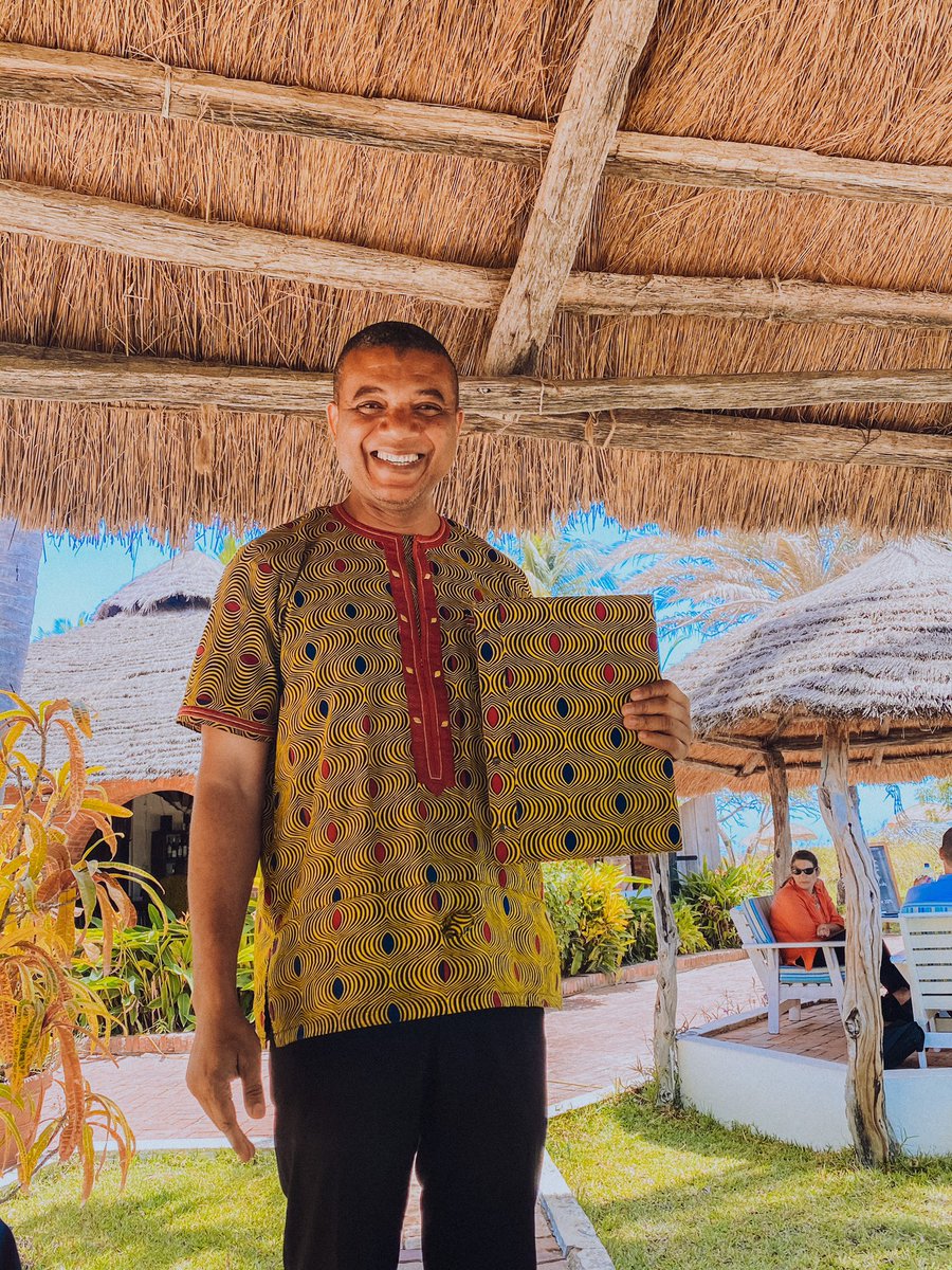 More views from Calypso beach bar, The Gambia. Peep our waiter matching attire with the menu. Love it!