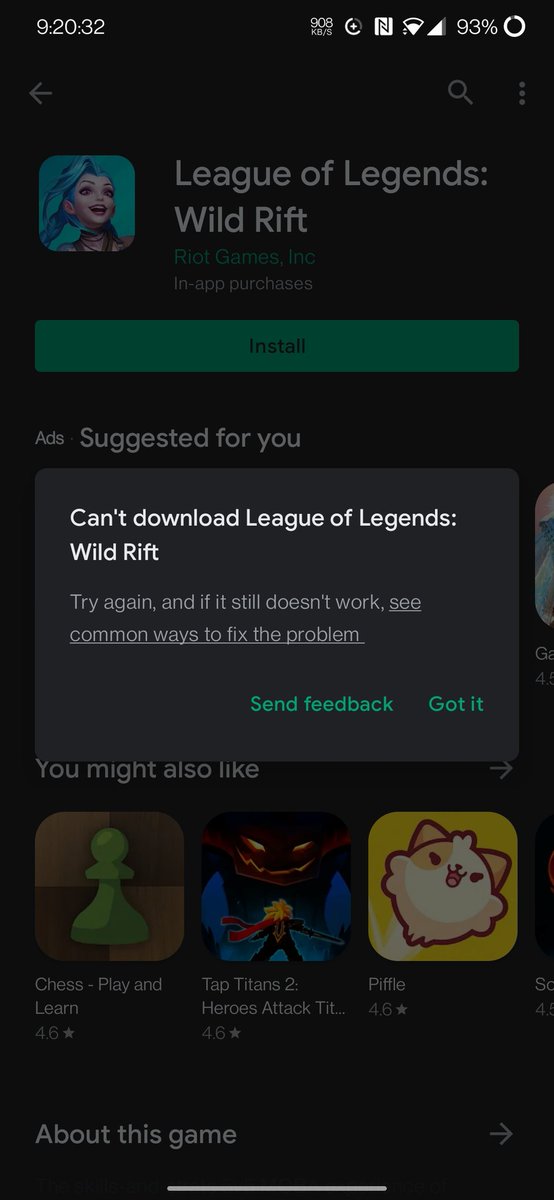 cant download league of legends