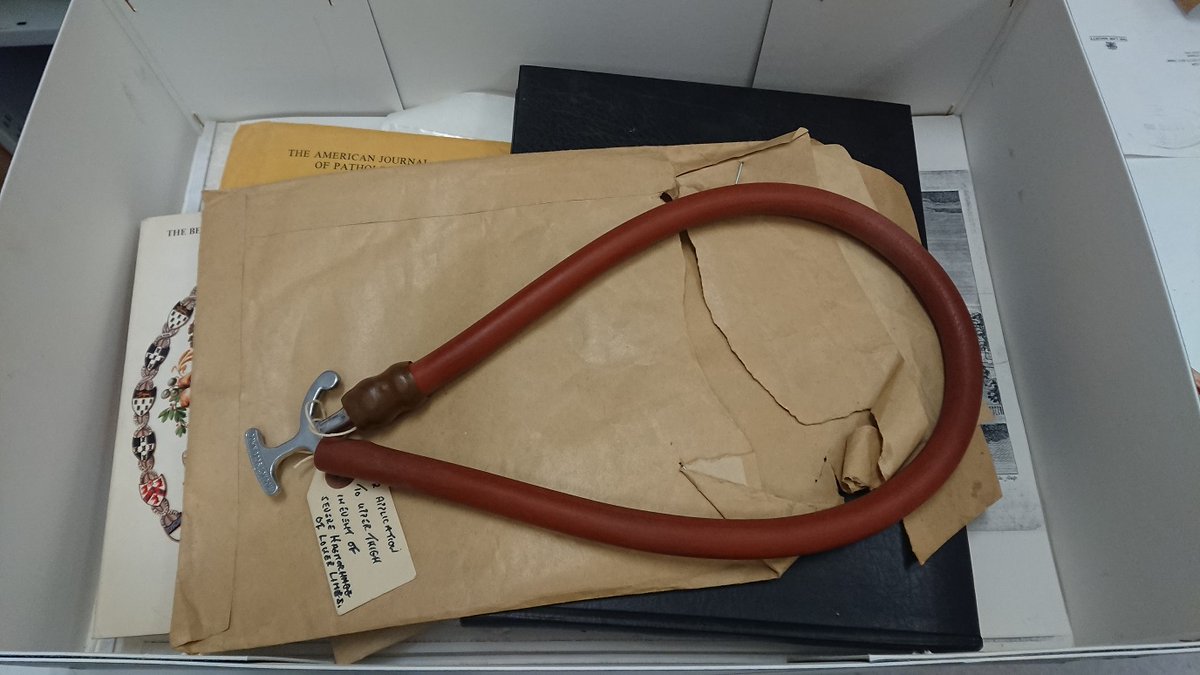 Our archivist joined in 2019 and has nearly finished the uncatalogued listing of everything on the shelves in his part of the strong room, though he’s a bit unsure what this ligature is doing with the documents... 

#Archive30 #MiniMilestones