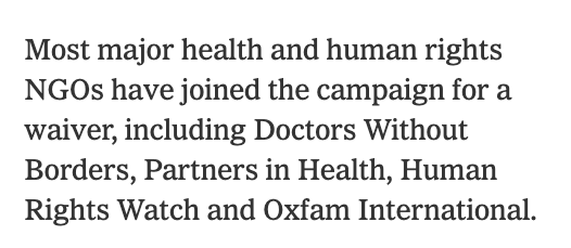 “This is the only humane thing in the world to do.” - Joe Biden  #TRIPSwaiver  #PeoplesVaccine Read more:  https://www.nytimes.com/2021/04/23/opinion/global-vaccine-patents.html