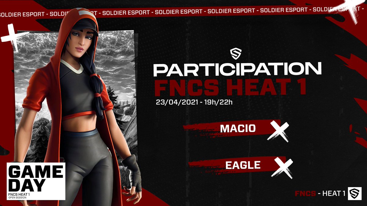🚨 FNCS HEAT 1 🚨

Nos 2 joueurs participeront au heat 1 de ces fncs trio !

<a href="/Maci0FTN/">Maci0flex.eth⚜️</a> accompagné de @lilian_dolv &amp; <a href="/LeenaxFTN/">Leenax 🥷</a> ! 🤩
Ainsi que <a href="/EagleFTN/">Eagle from the north</a> accompagné de <a href="/Geemickss/">⛷️</a> &amp; <a href="/BoxSathy/">Sathy.</a> ! 🤩

Nous vous souhaitons bonne chance 😈

#SLDWIN 🪖